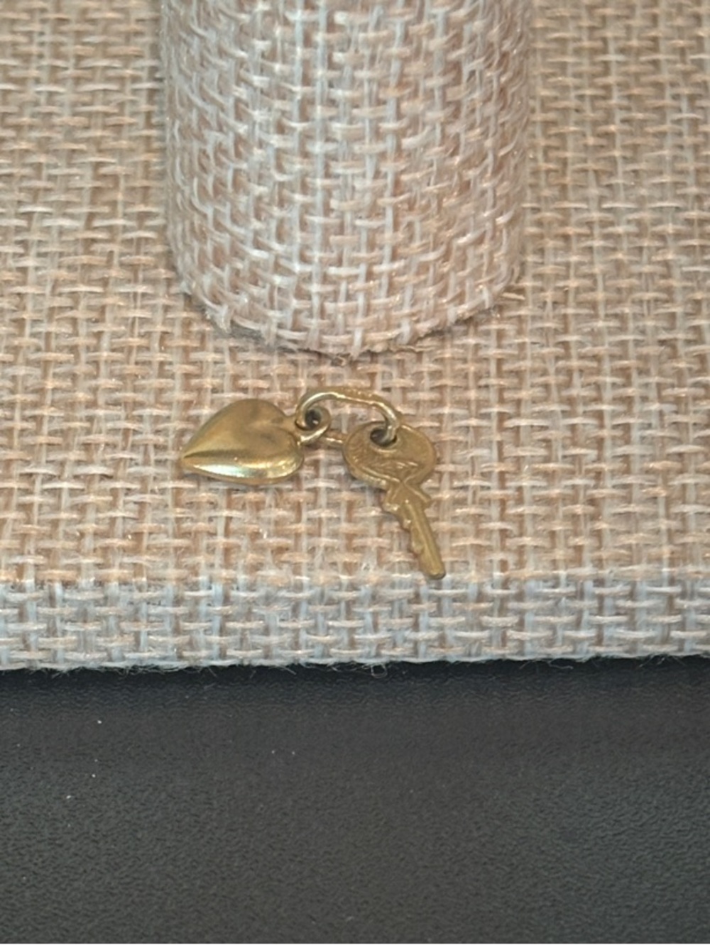 Vintage 14K Solid Yellow Gold Heart & Key Charm Pendant | Under 1 Gram